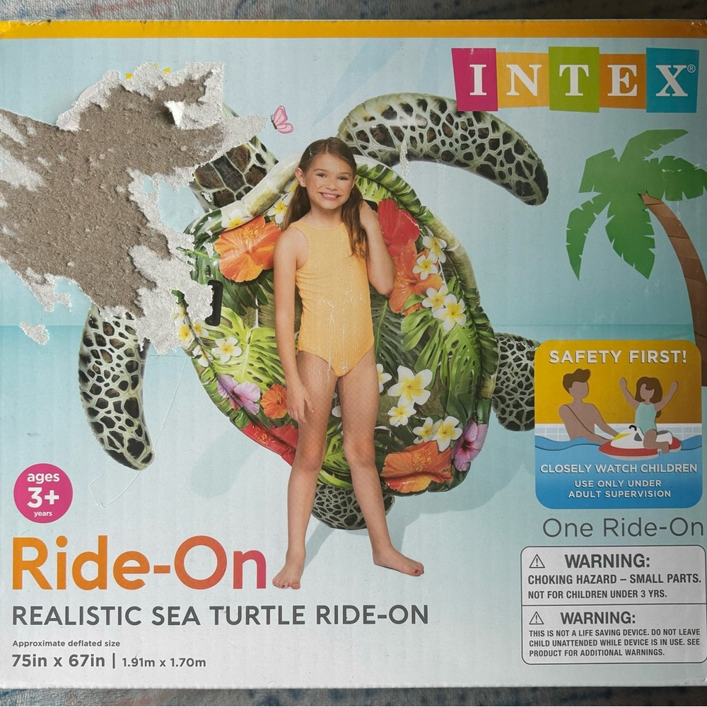 Intex Realistic Sea Turtle Ride-On*Pool Inflatable Float Water Toy* New Sealed - Picture 3 of 4